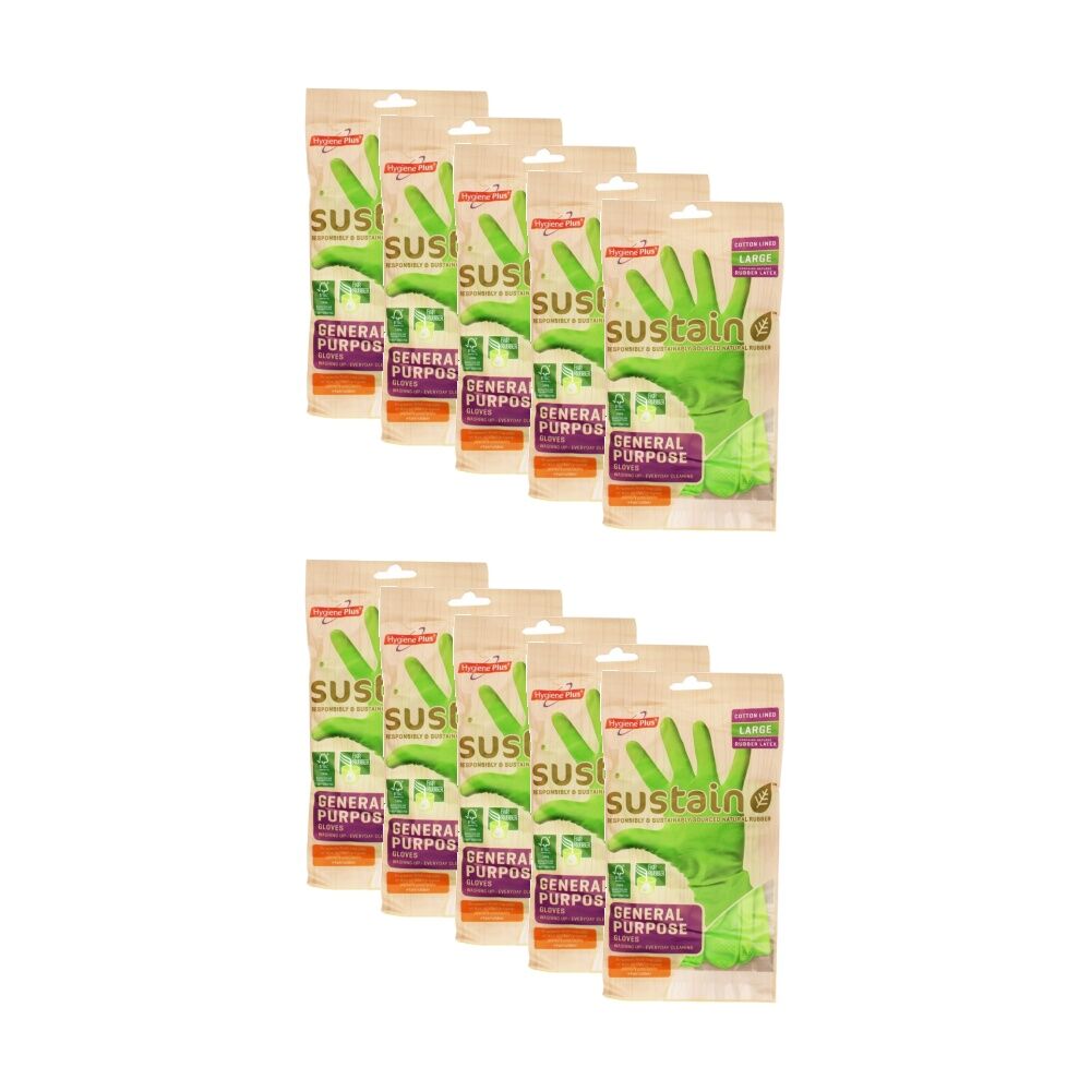 10x 10pc Hygiene Plus Gloves Sustain General Purpose Household