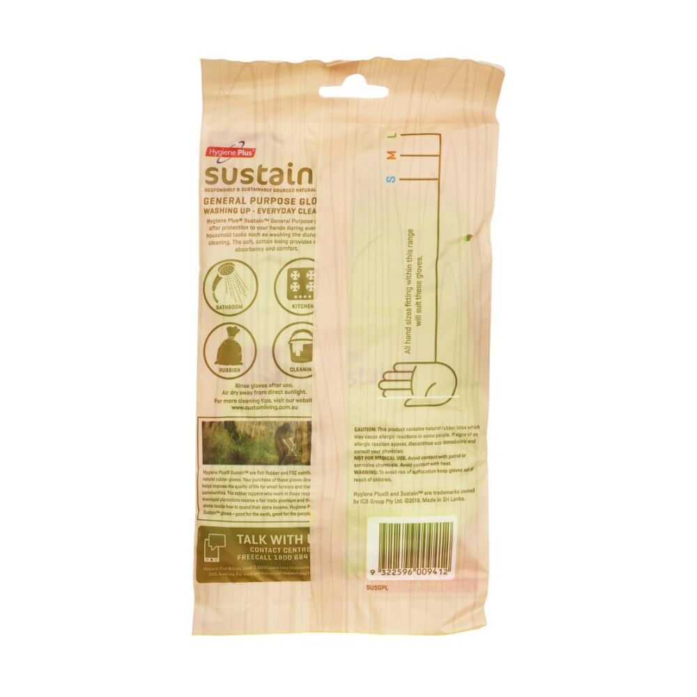 10x 10pc Hygiene Plus Gloves Sustain General Purpose Household