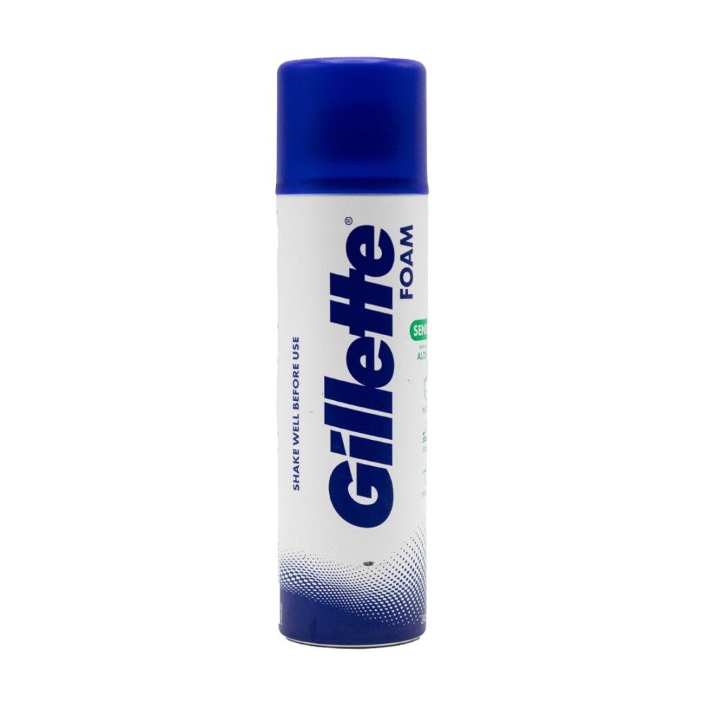 12PK Gillette Sensitive Skin Easy-Rinse Shave Foam With Aloe Vera 245g