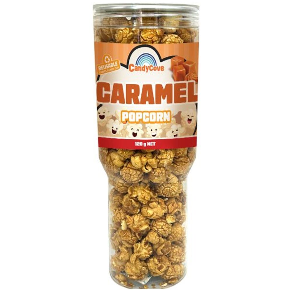 10PK Candy Cove Popcorn Caramel Flavour In Reusable Travel Cup 120g 23.5x8.5cm