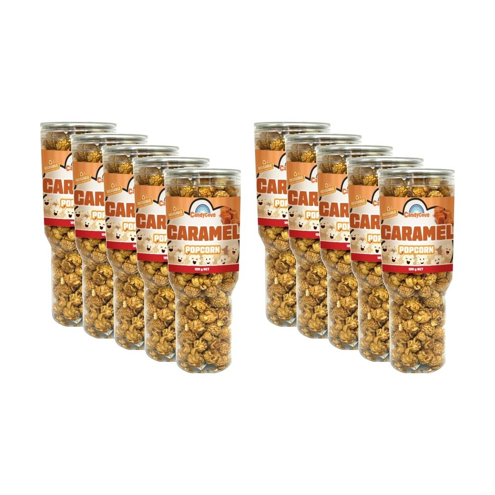 10PK Candy Cove Popcorn Caramel Flavour In Reusable Travel Cup 120g 23.5x8.5cm