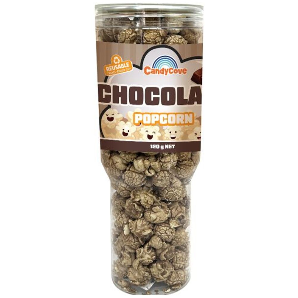 10PK Candy Cove Chocolate Popcorn In Reusable Jar Travel Cup 120g 23.5x8.5cm