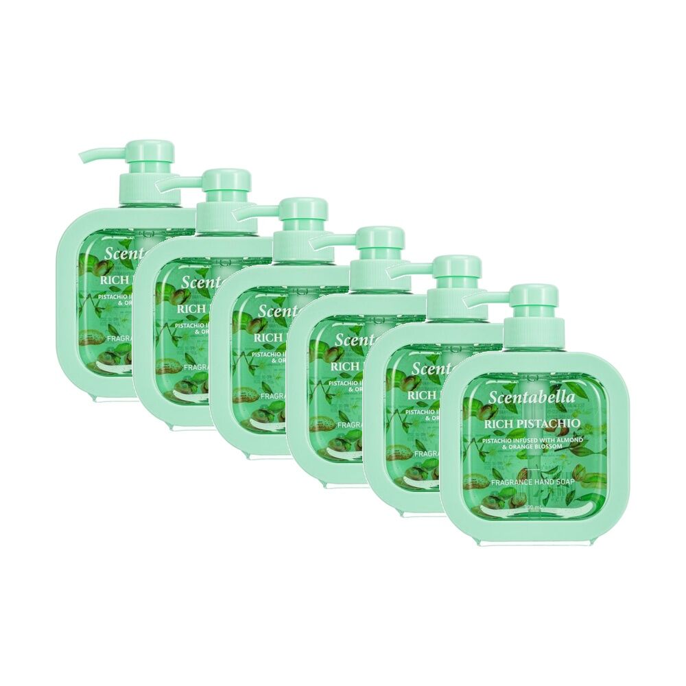 6PK Scentabella Scented Cleansing Hand Soap 300mL Rich Pistachio