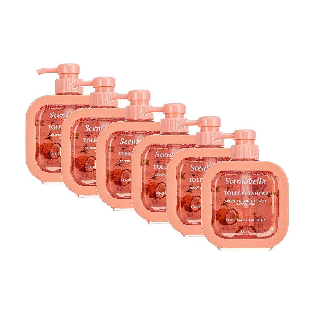 6PK Scentabella Scented Hand Soap 300mL Coconut Milk Infused W/ Floral Notes