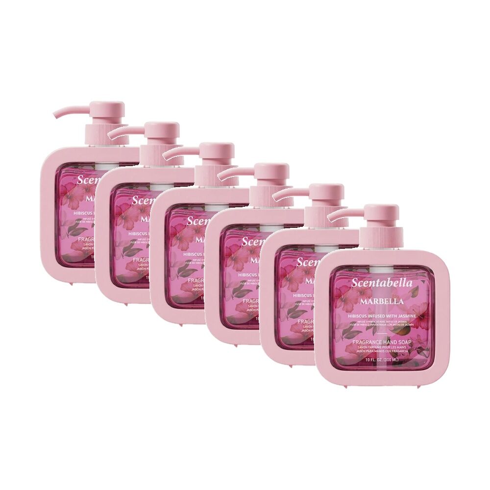 6PK Scentabella Scented Cleansing Hand Soap 300mL Hibiscus Infused W/ Jasmine