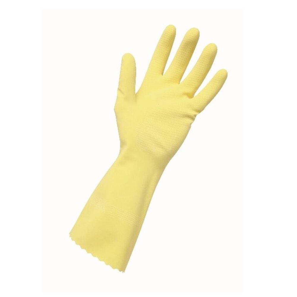 24PK Edco Merrishine Flock Lined Anti Slip Rubber Gloves Yellow Extra Large