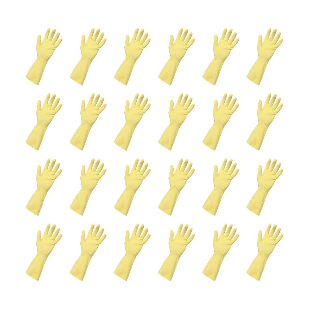 24PK Edco Merrishine Flock Lined Anti Slip Rubber Gloves Yellow Extra Large