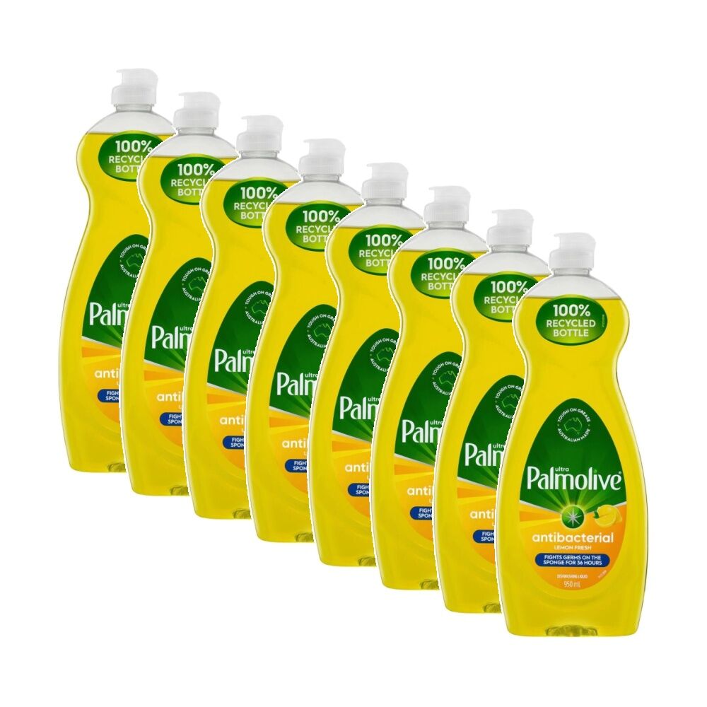 8PK Palmolive Dishwashing Liquid Ultra Antibacterial Lemon Fresh Pump 950mL