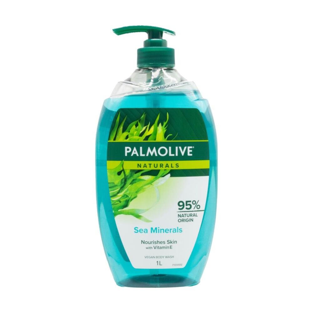 12PK Palmolive Vegan Naturals Body Wash 1L Vitamin E Sea Minerals