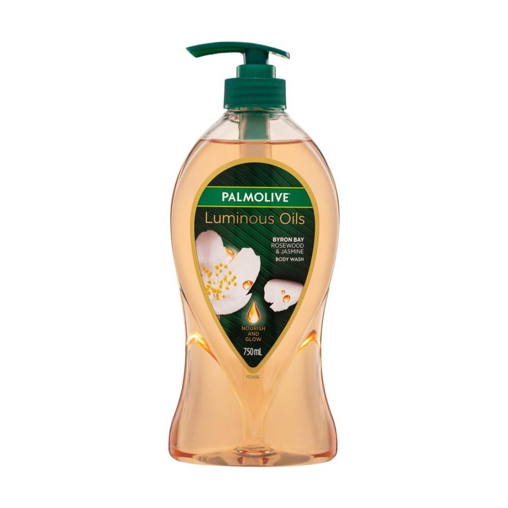 4PK Palmolive Body Wash Luminous Oils Byron Bay Rosewood Jasmine 750mL