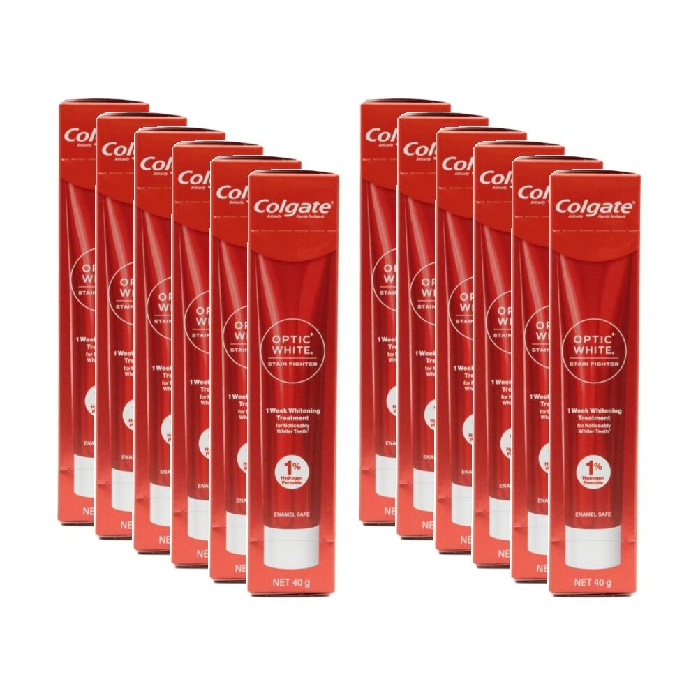 12PK Colgate Toothpaste Optic White Stain Fighter For Brighter Smile 40g