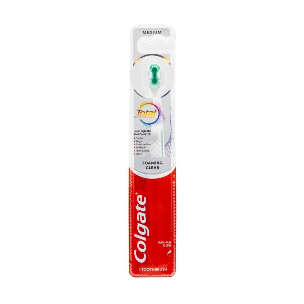 24PK Colgate Toothbrush Total Foaming Clean Medium Assorted Colours