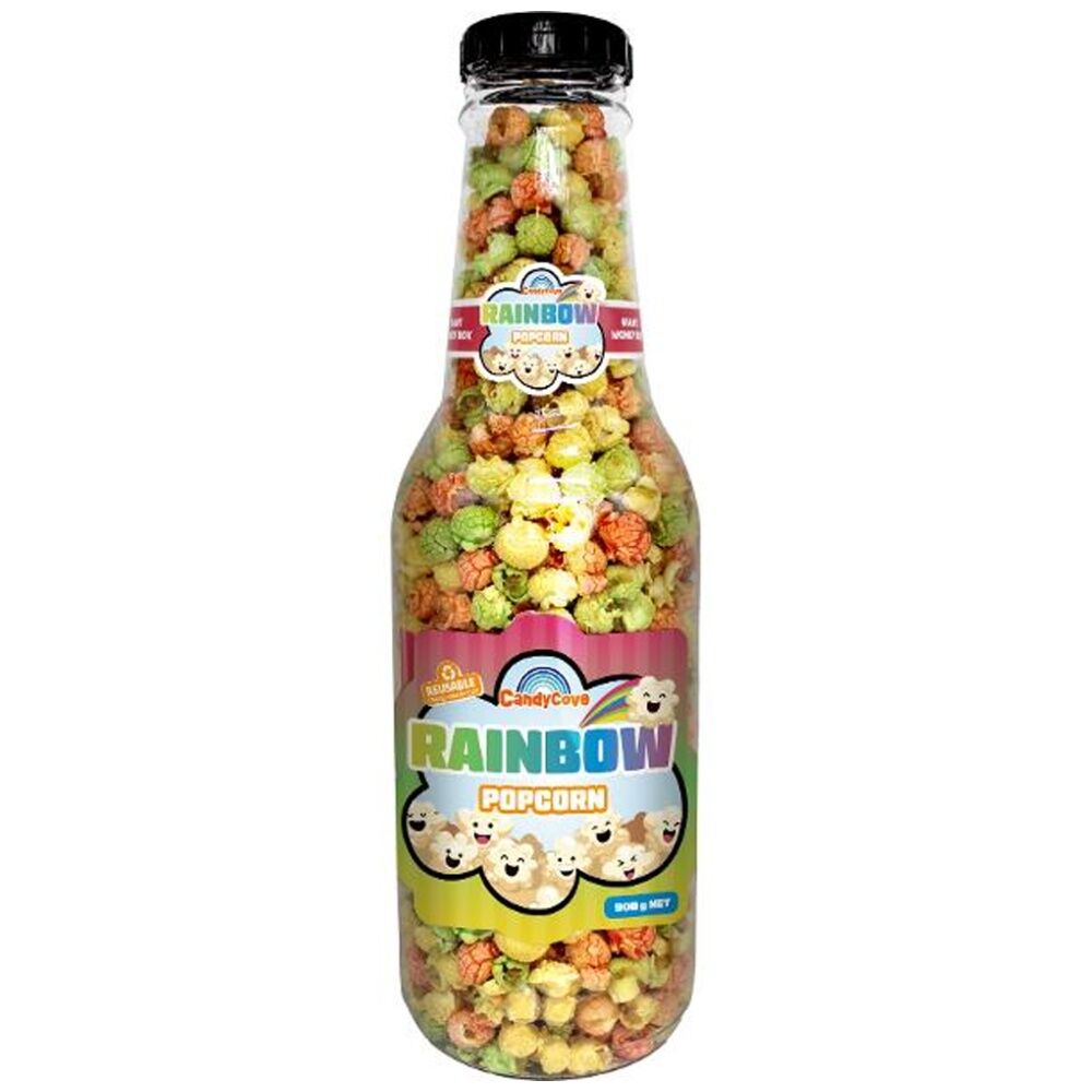 12PK Candy Cove Popcorn Rainbow Flavour In Reusable Jar 900g 53x16cm