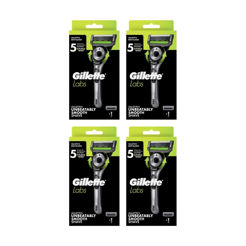 4PK Gillette Labs Razor Handle And Cartridge Unbeatably Smooth Shave