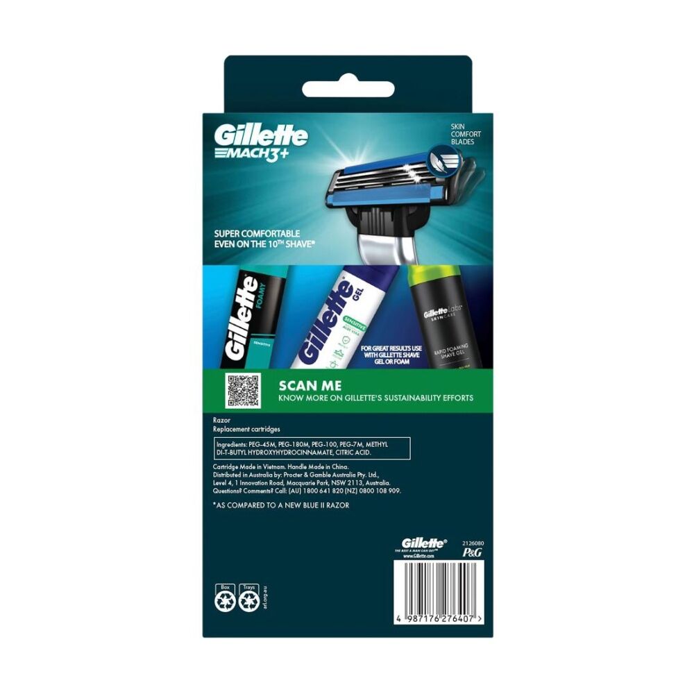 4PK Gillette Mach3 Razor Handle And 10 Cartridges Super Comfortable Shave