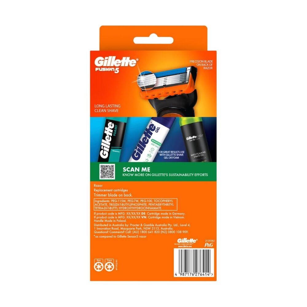 4PK Gillette Fusion5 Razor Handle And 10 Cartridges Long Lasting Clean