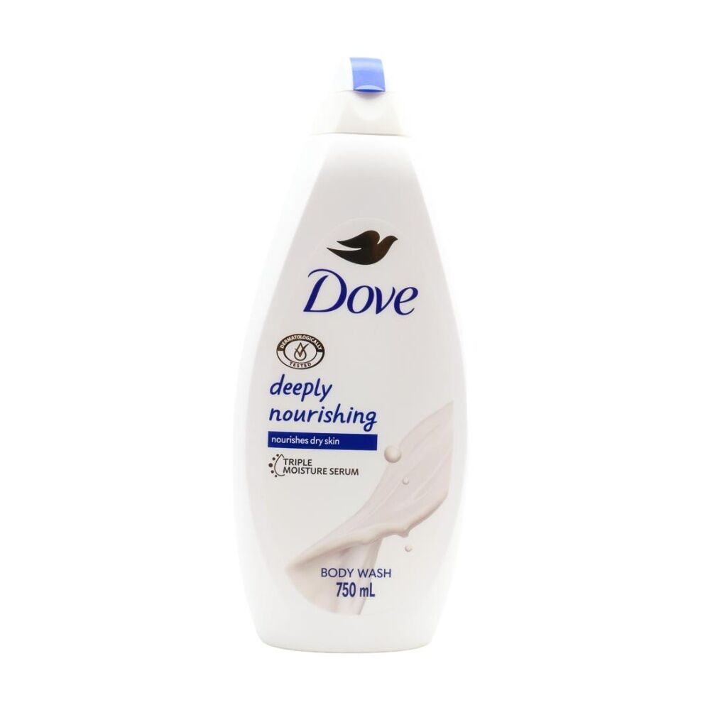 4PK Dove Body Wash Deeply Nourishing Triple Moisture Serum Nourishes Skin 750mL