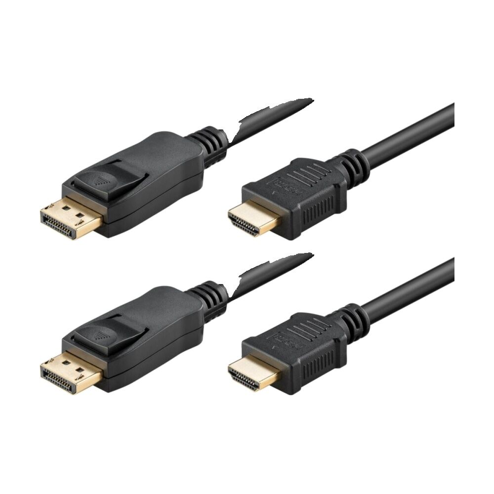 2PK Goobay DisplayPort 1.2 to HDMI 1.4 Adapter Cable 5M HR Video - Black