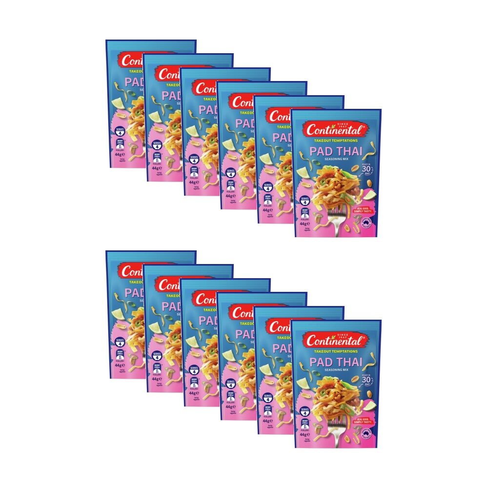 12PK Continental Seasoning Mix Pad Thai Serves 4 Ready In 30 Minutes 44g