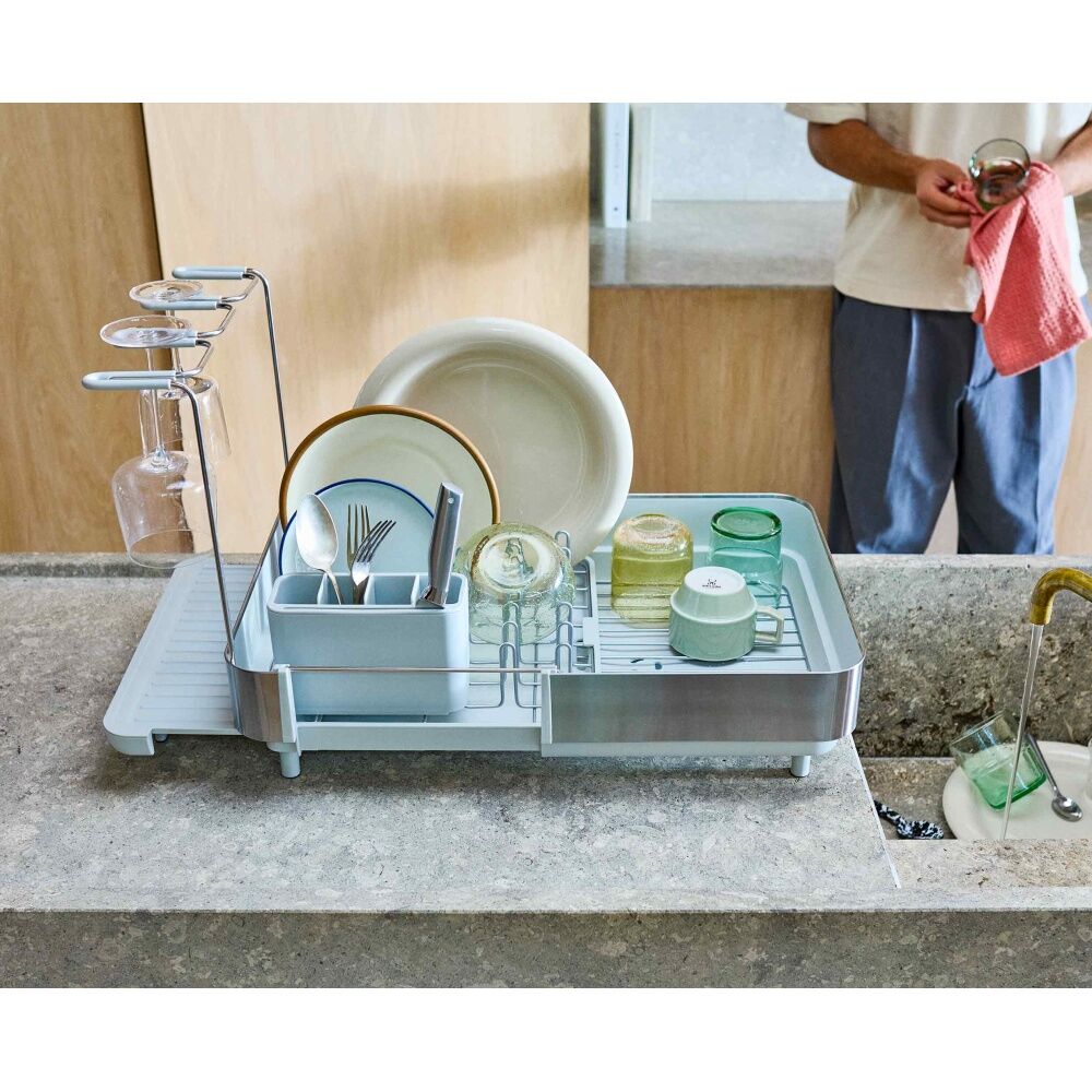 Joseph Joseph Extend Steel Plus Kitchen Dish Drying Rack Light Stone