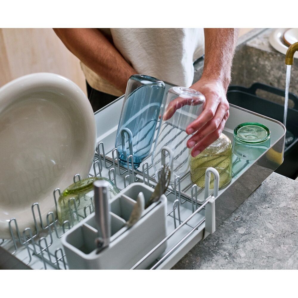 Joseph Joseph Extend Steel Plus Kitchen Dish Drying Rack Light Stone