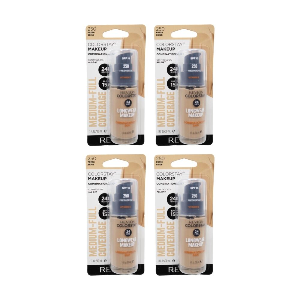4PK Revlon Longwear Colorstay Foundation 30ml M Full Coverage Fresh Beige 250