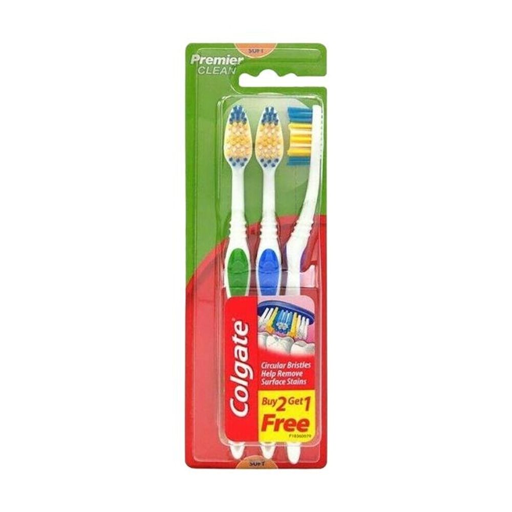 24x 3pc Colgate Premier Clean Toothbrushes W/ Circular Bristles Soft