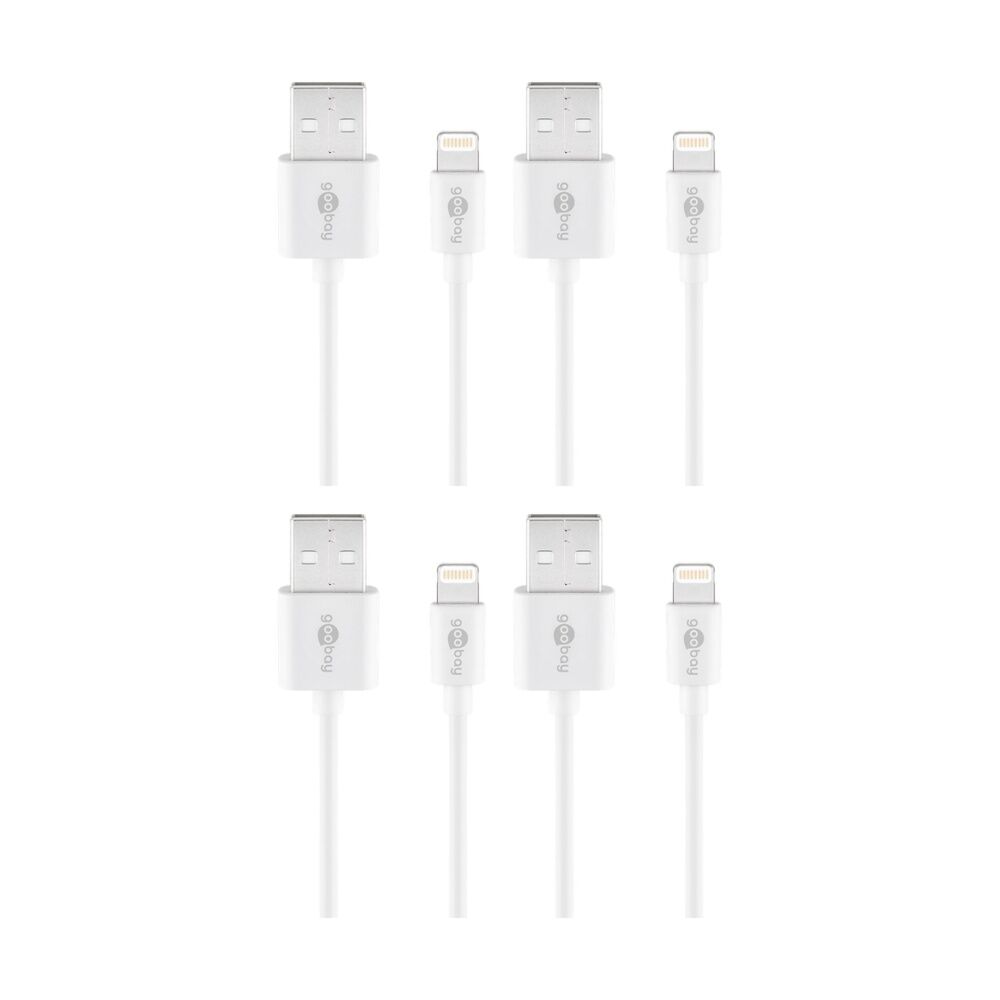 4PK Goobay USB-A to Lightning Cable 1M MFi Certified Apple Charge - White