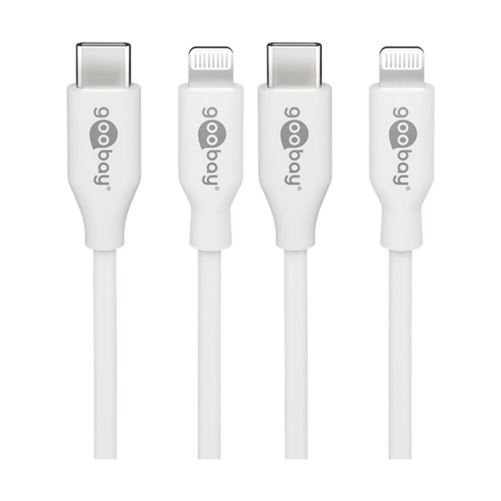 2PK Goobay USB-C to Lightning Cable 1M MFi Certified Apple certified - White
