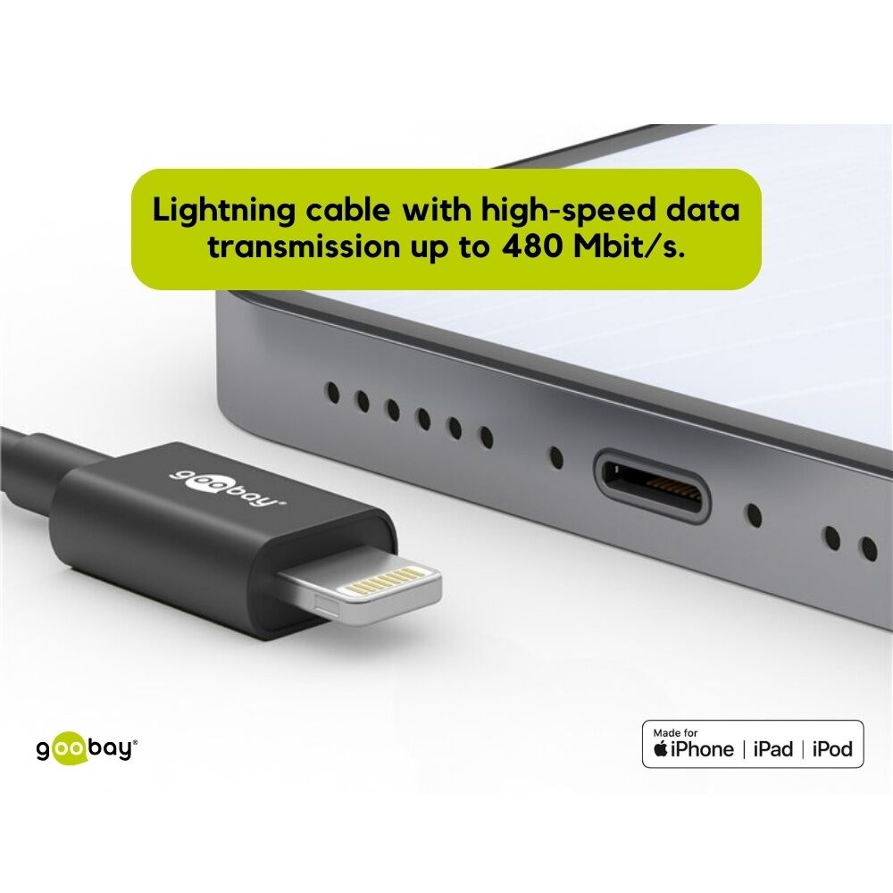 2PK Goobay USB-C to Lightning Cable 1M MFi Certified Apple certified - White