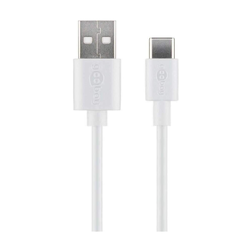 3PK Goobay USB-A to USB-C Cable 1M Fast Charging Cord Device Sync Wire - White