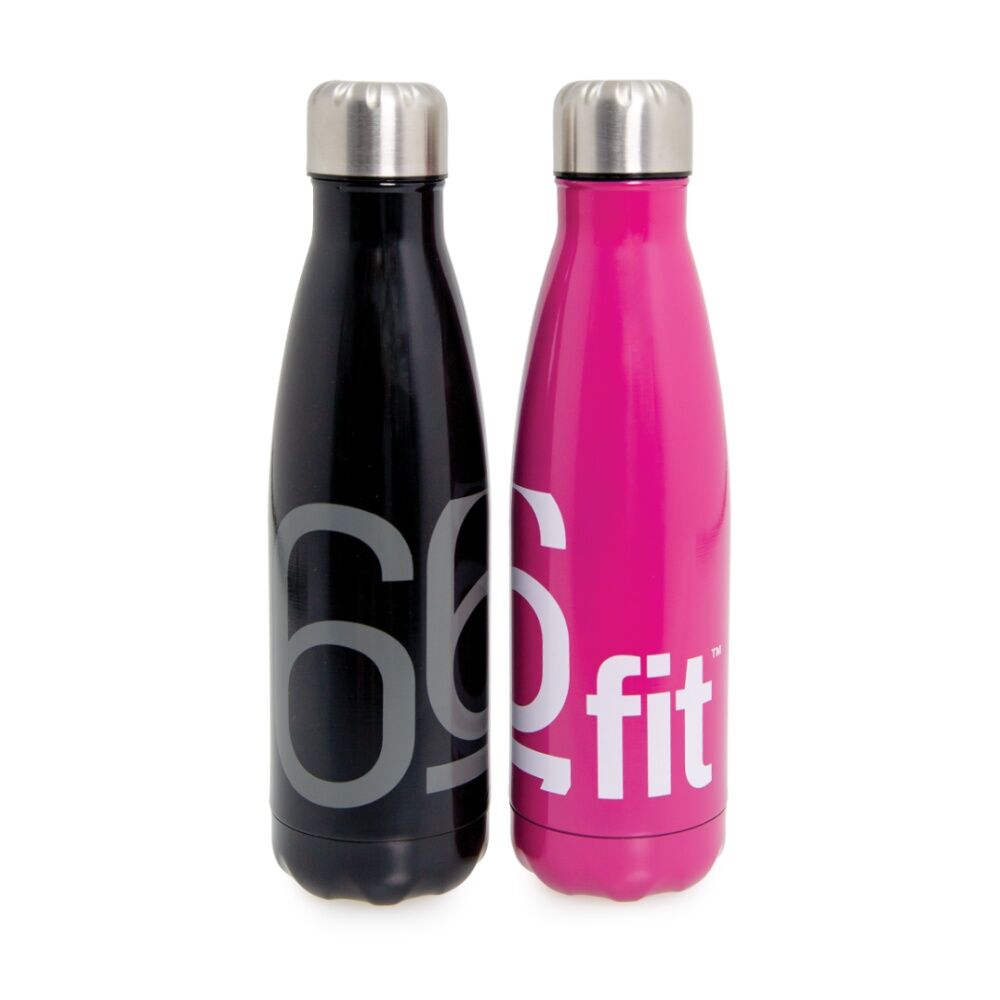 2PK 66Fit Stainless Steel Water Bottle Vacuum Insulated 500ml Assorted Colours