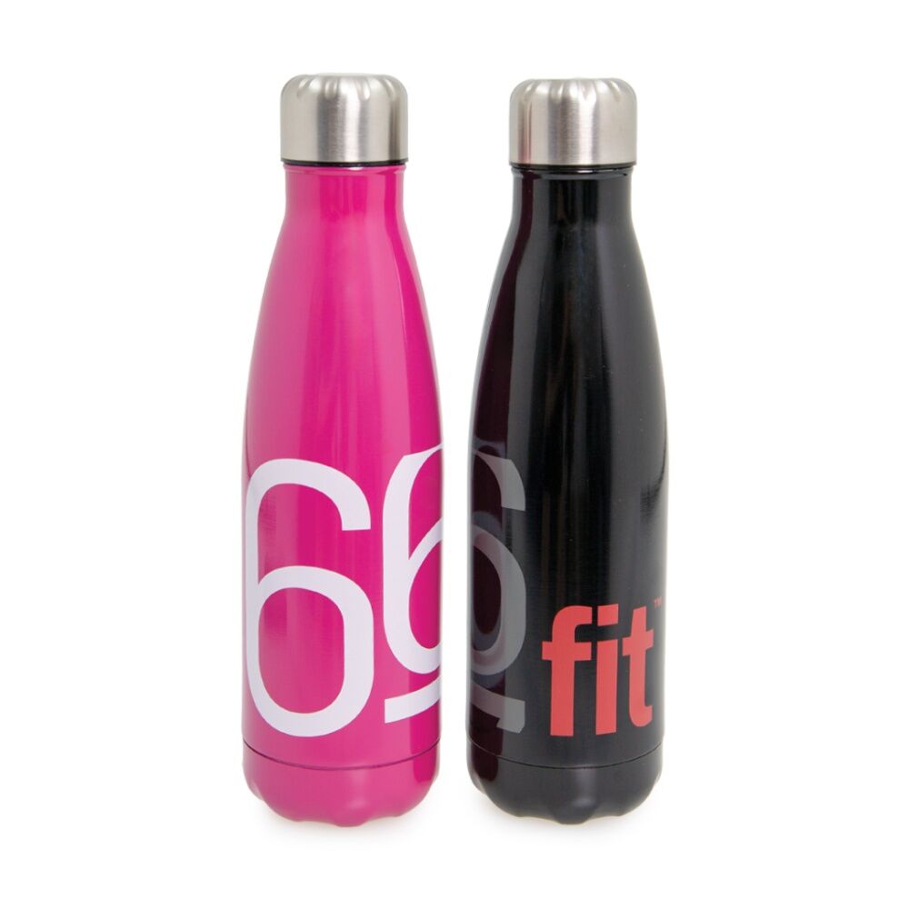 2PK 66Fit Stainless Steel Water Bottle Vacuum Insulated 500ml Assorted Colours
