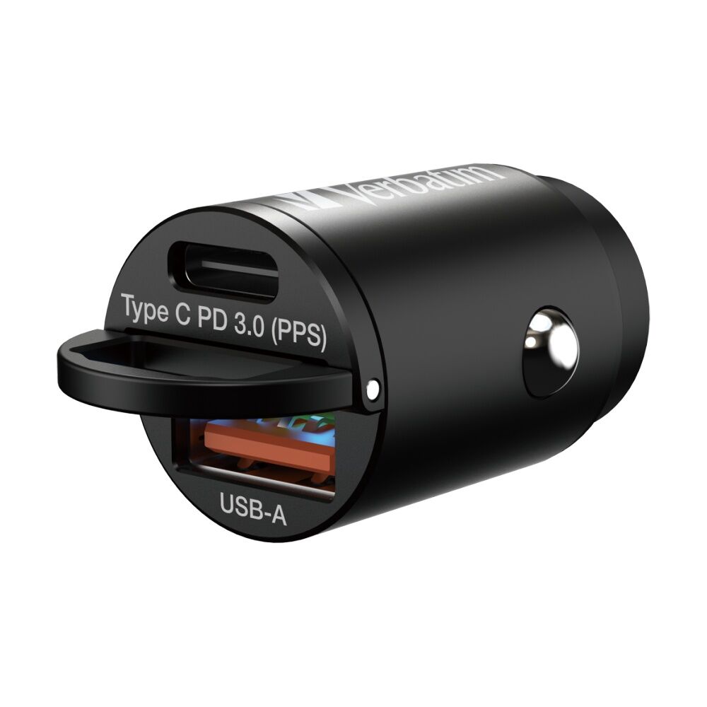 2PK VERBATIM Car Charger 2 Ports Power Delivery Quick Charge Mini 30W Black