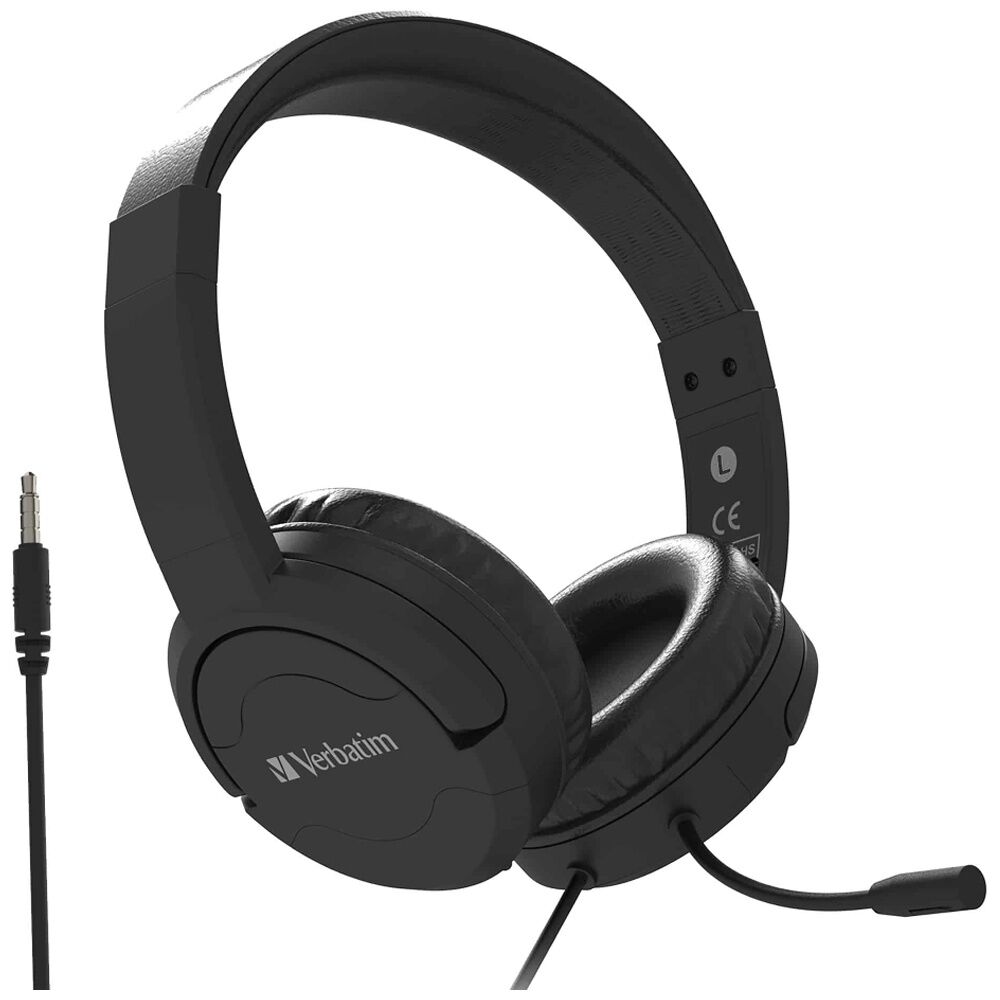 VERBATIM TruSound Wired Overear Headset W/ Active Noise Cancellation 3.5mm Jack