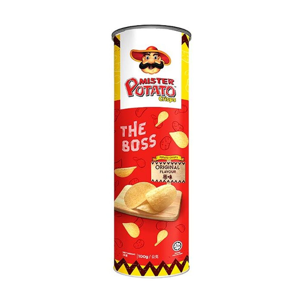 14PK Mister Potato Chips The Boss Original Flavoured Snack 100g Can