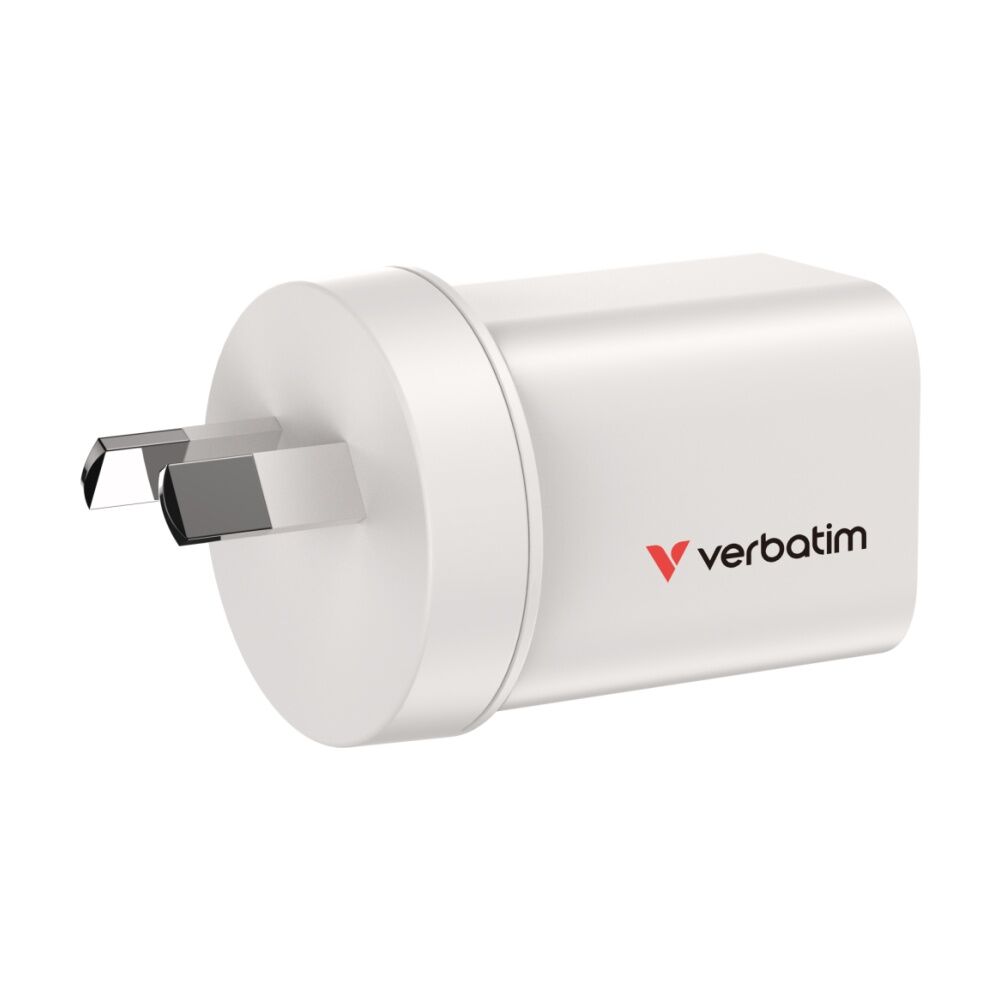 4PK VERBATIM AU/NZ GaN Wall Plug Charger 2 Port 35W USB A/C PCR White