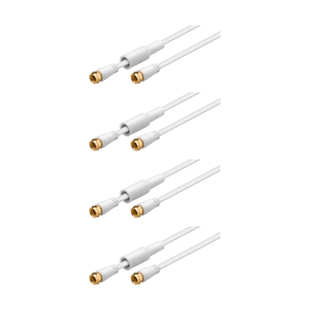 4PK Goobay Flat Antenna Cable 80 dB Weather Protect 10M Exterior Coaxial - White