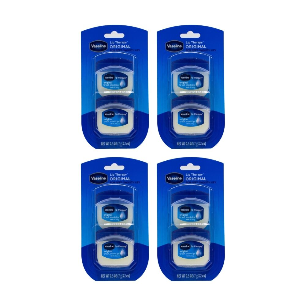 4x 2pc Vaseline Lip Therapy Original Pack Hydrating Balm Smooth Soft Care 7g