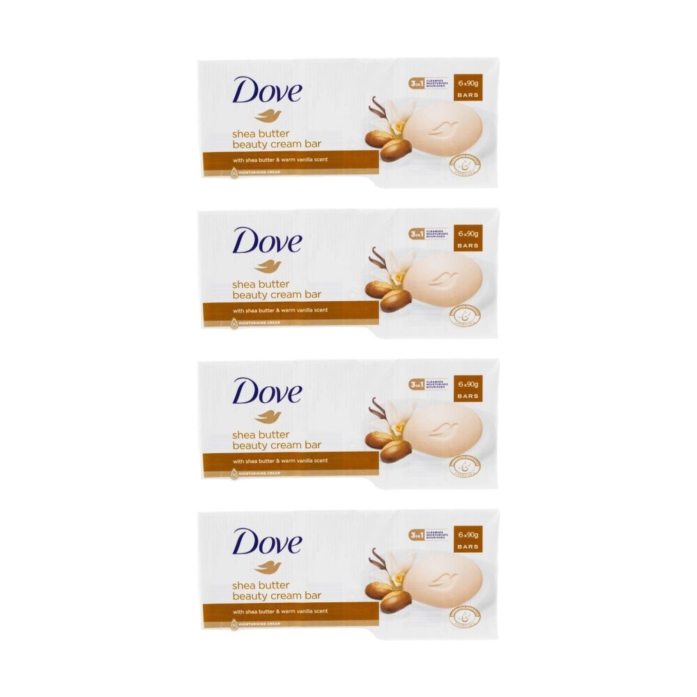 4x 6pc Dove Moisturising Beauty Cream Bars 9g Shea Butter & Warm Vanilla Scent