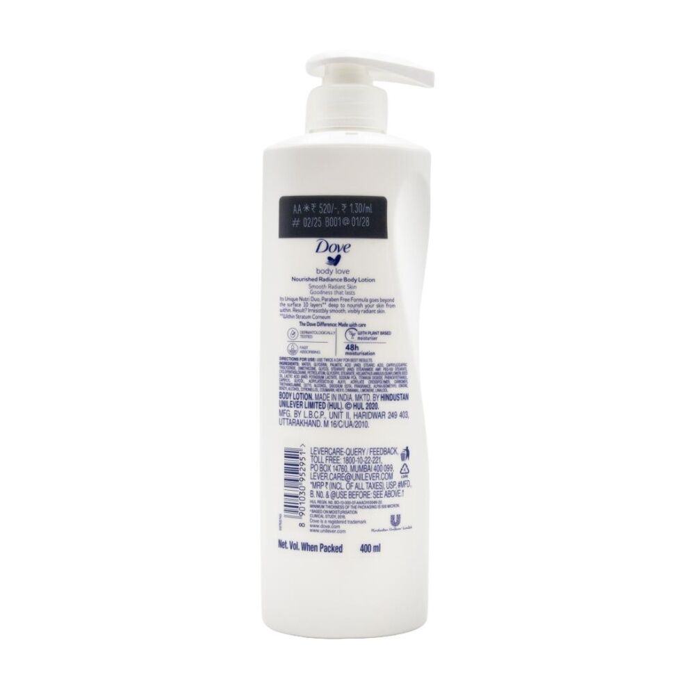 6PK Dove Body Love Nourished Radiance Rich Lotion For Dry Skin 400mL