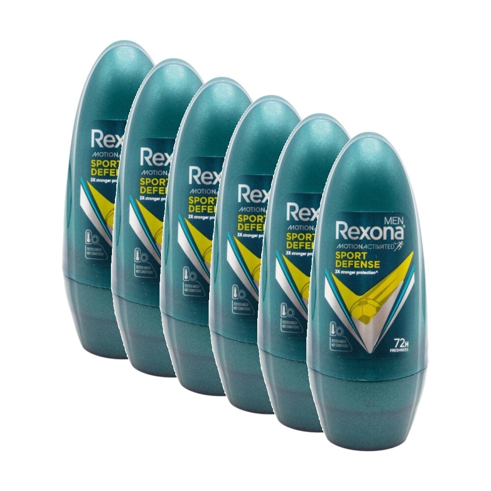 6PK Rexona Men Sport Defence Motion Activated Roll On Deodorant 72h Fresh 45ml