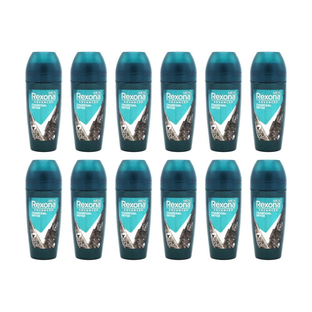 12PK Rexona Advanced Men Antiperspirant Deodorant Anti Stain Charcoal Detox 45ml