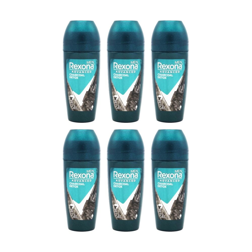 6PK Rexona Advanced Men Antiperspirant Deodorant Anti Stain Charcoal Detox 45ml
