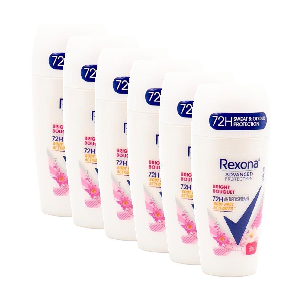 6PK Rexona Women Roll On 72h Antiperspirant Deodorant Bright Bouquet Scent 50ml