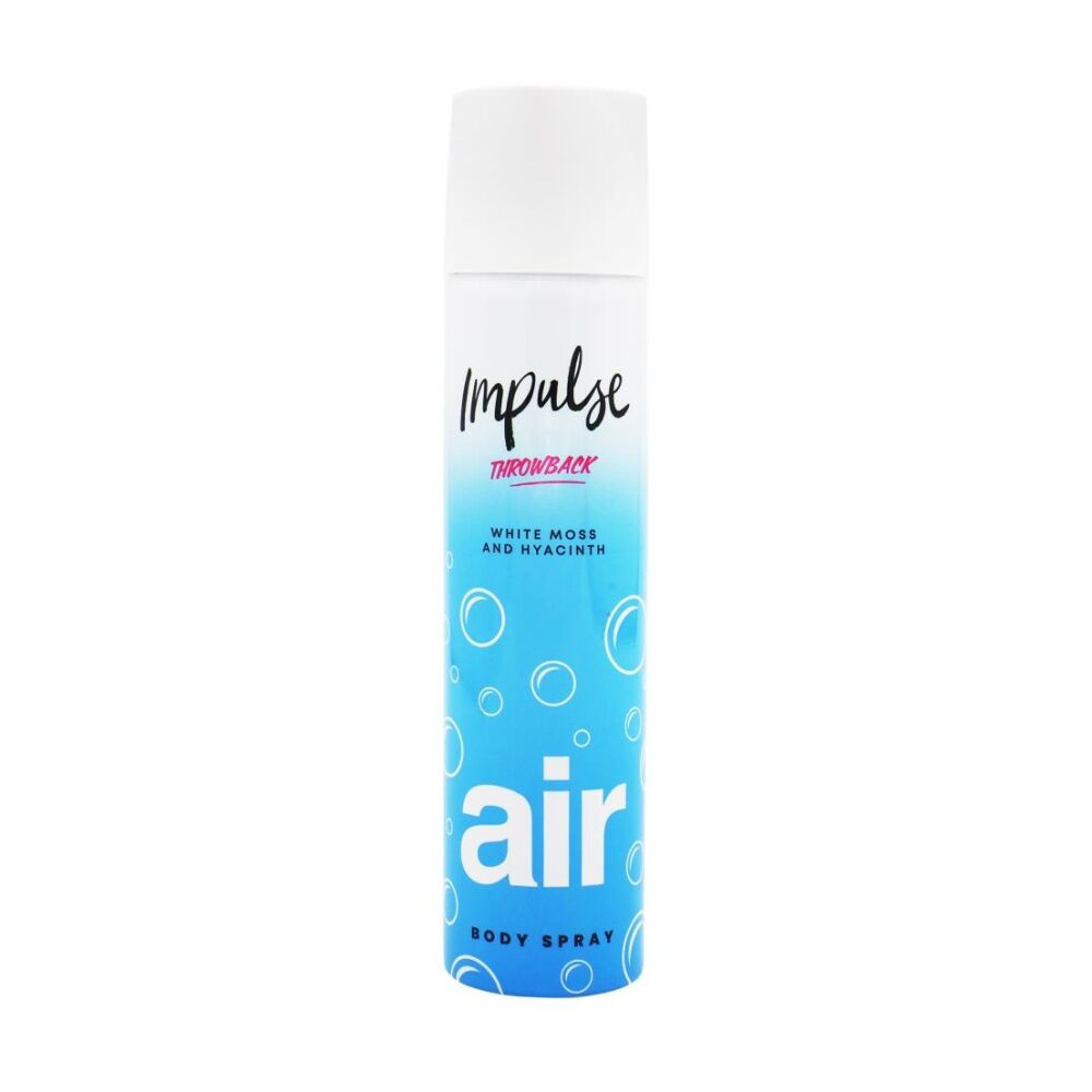 6PK Impulse Body Spray Throwback Air White Moss And Hyacinth Scent 75mL