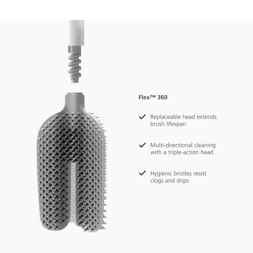 Joseph Joseph Flex 360 Bathroom Toilet Cleaning Brush W/ Holder White