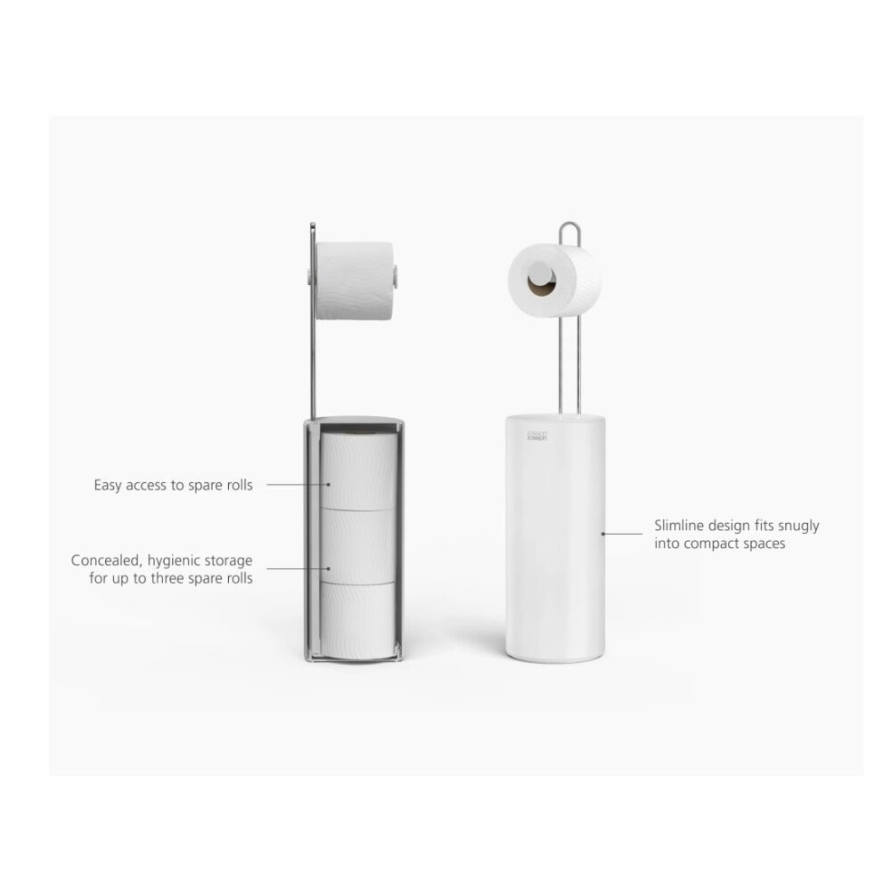 Joseph Joseph EasyStore Bathroom Toilet Paper Roll Holder White