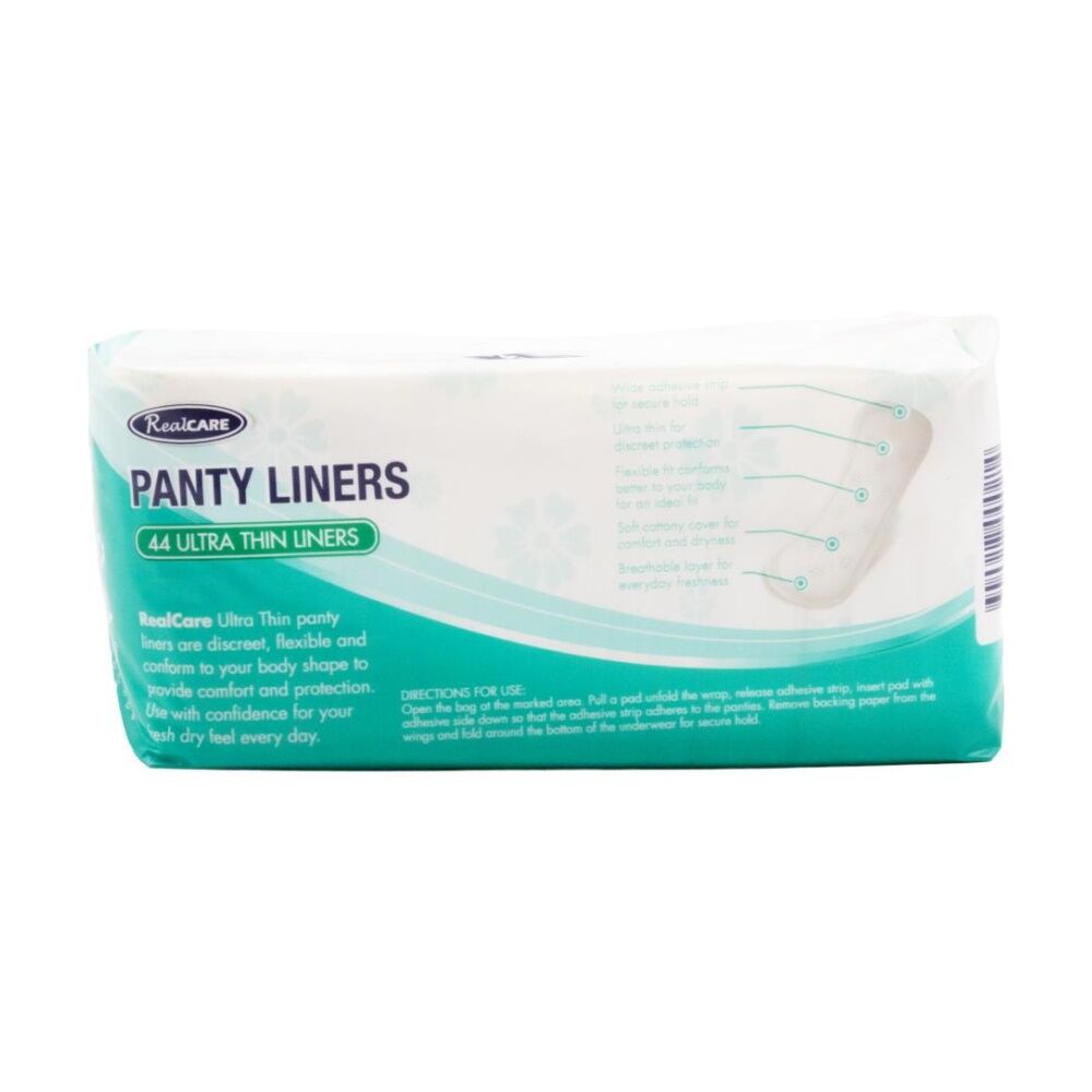 18x 44pc Real Care Panty Liners Ultra Thin Absorbency Level 1 Pack Hygiene