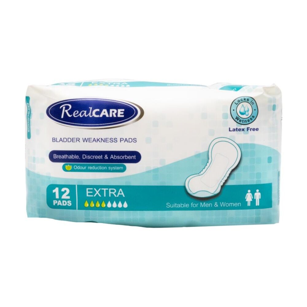 12PK Real Care Bladder Weakness Pads Extra Absorbency 12 Pack Suitable Men Women